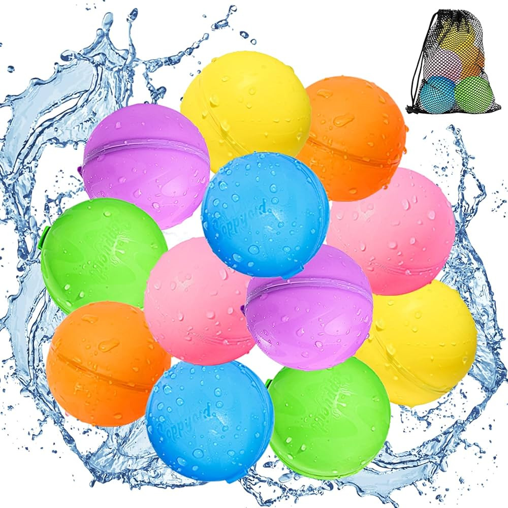 SOPPYCID Reusable Magnetic Water Balloons, 12 Pack Refillable Water Bomb Splash Balls Self Sealin... | Amazon (US)