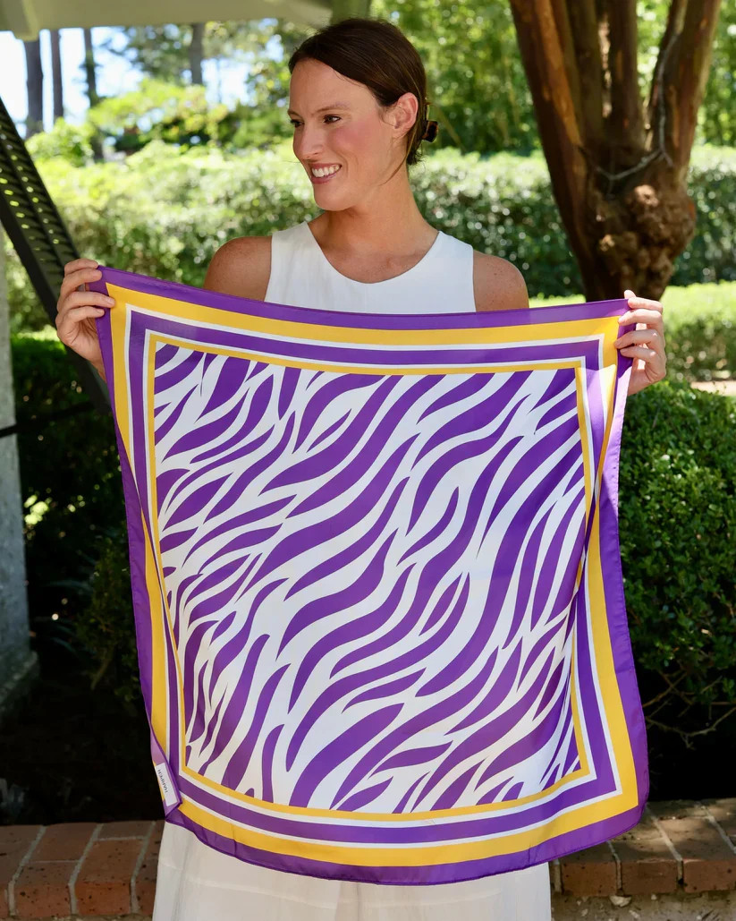Harper Striped Scarf Medium Purple Gold | Shop.app