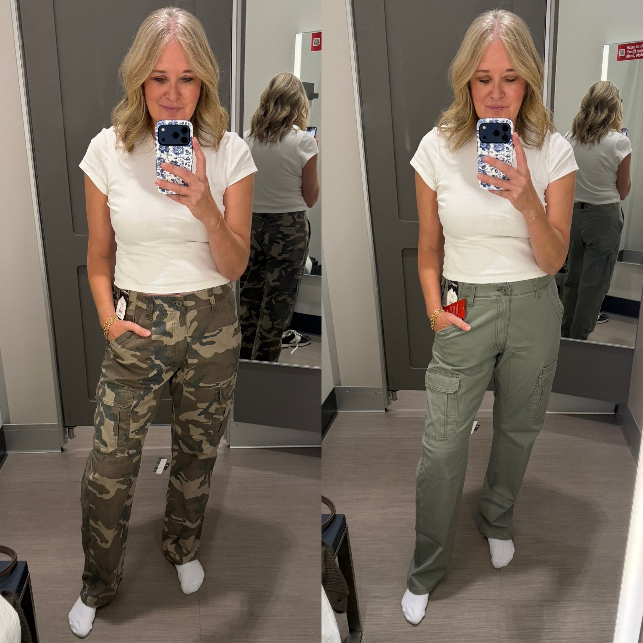 Always check the men’s section!  Love these pants!  I’m wearing a 32x34 in olive, 32x32 in camo!  I’m normally a 28 in women’s jeans!  $30!!

Target