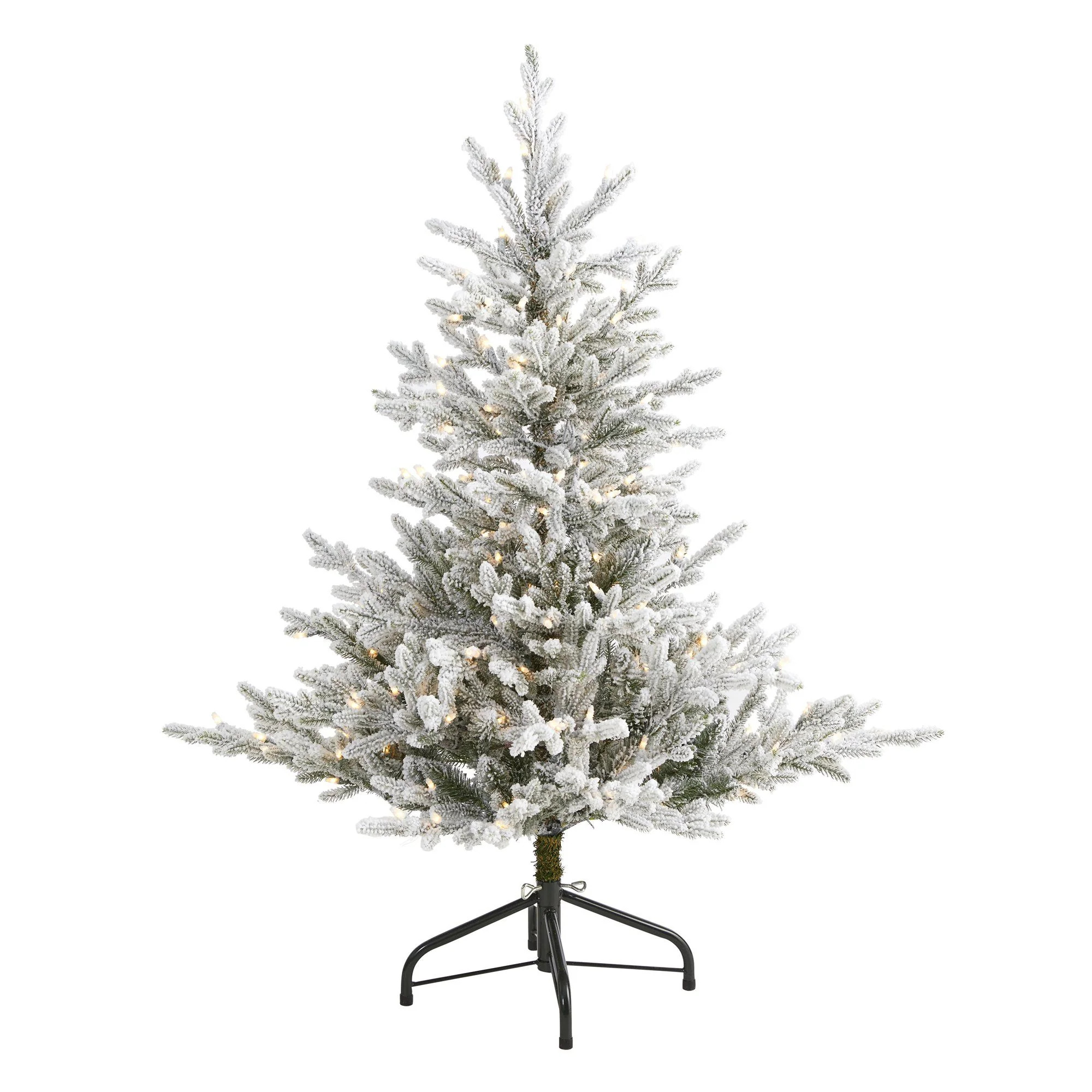 4’ Flocked Fraser Fir Artificial Christmas Tree with 300 Warm White Lights and 967 Bendable Bra... | Nearly Natural
