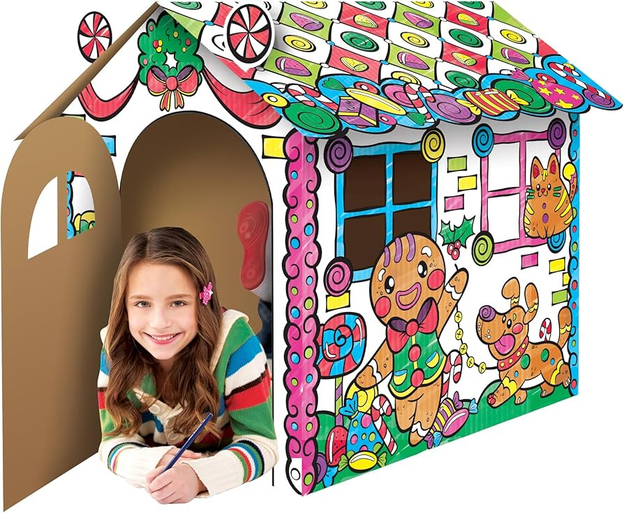ArtSkills Color Your Own Cardboard Gingerbread House, Life Size Gingerbread Playhouse for Kids Ch... | Amazon (US)