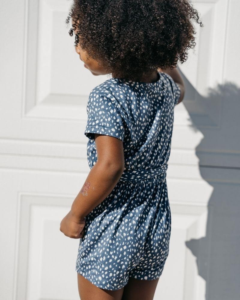 Samantha Short Sleeve Shorty Romper - Horizon Blue | Bailey's Blossoms