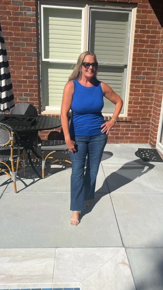 Loving the bright blues on a bright and sunny day!
I also love these transition glasses for outdoor and indoor ease of use!
This top is cool and colorful in this Tennessee heat and can be pared with strappy wedge heals, sneakers or flats.


#LTKFindsUnder100 #LTKSeasonal #LTKStyleTip