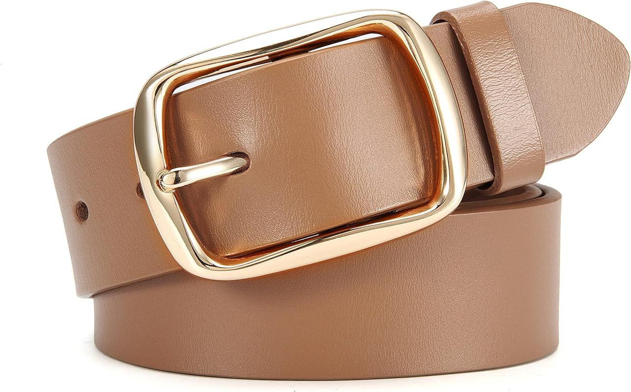 Leather Belts For Women, CR 1.5 Inch Width Belt, Women Belts For Jeans Pants, Ladies Causal Belts... | Amazon (US)