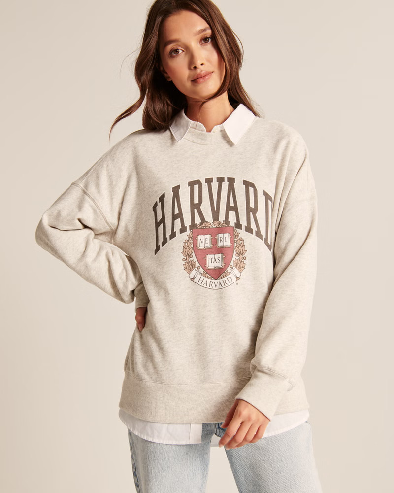 Women's Boyfriend Crew Harvard Graphic Sweatshirt | Women's Clearance | Abercrombie.com | Abercrombie & Fitch (US)