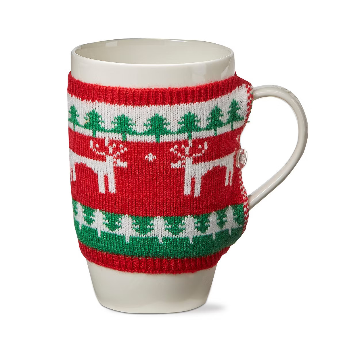 tagltd Deer Knit Sweater Mug - 18oz Red Bone China Drinkware, Dishwasher Safe, Perfect for Christ... | Target