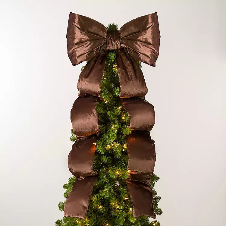 Brown Bow Runner Christmas Tree Topper | Kirklands