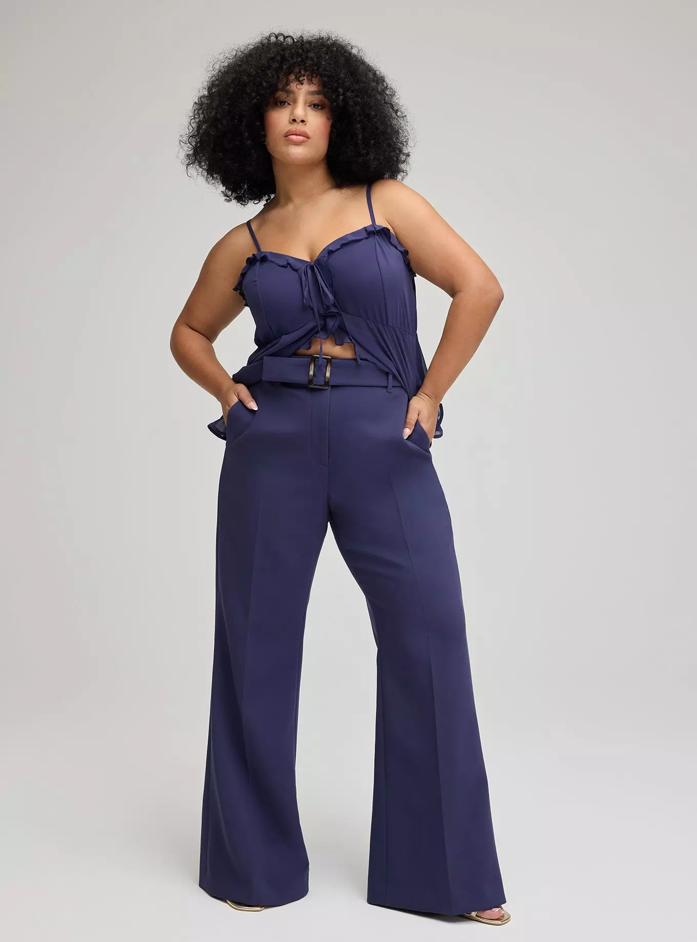 Studio Wide Flare Trouser with Belt | Torrid (US & Canada)