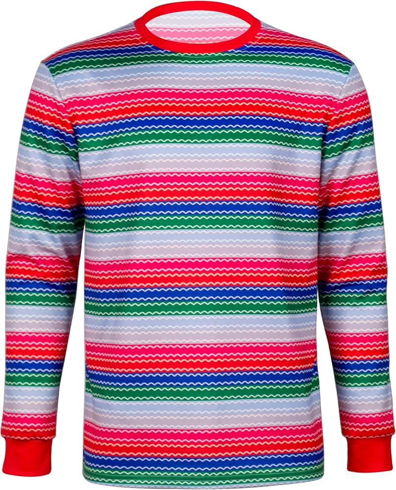 Adult Horror Rainbow Striped T Shirt Long Sleeve Shirt Halloween Costume Doll Cosplay | Amazon (US)