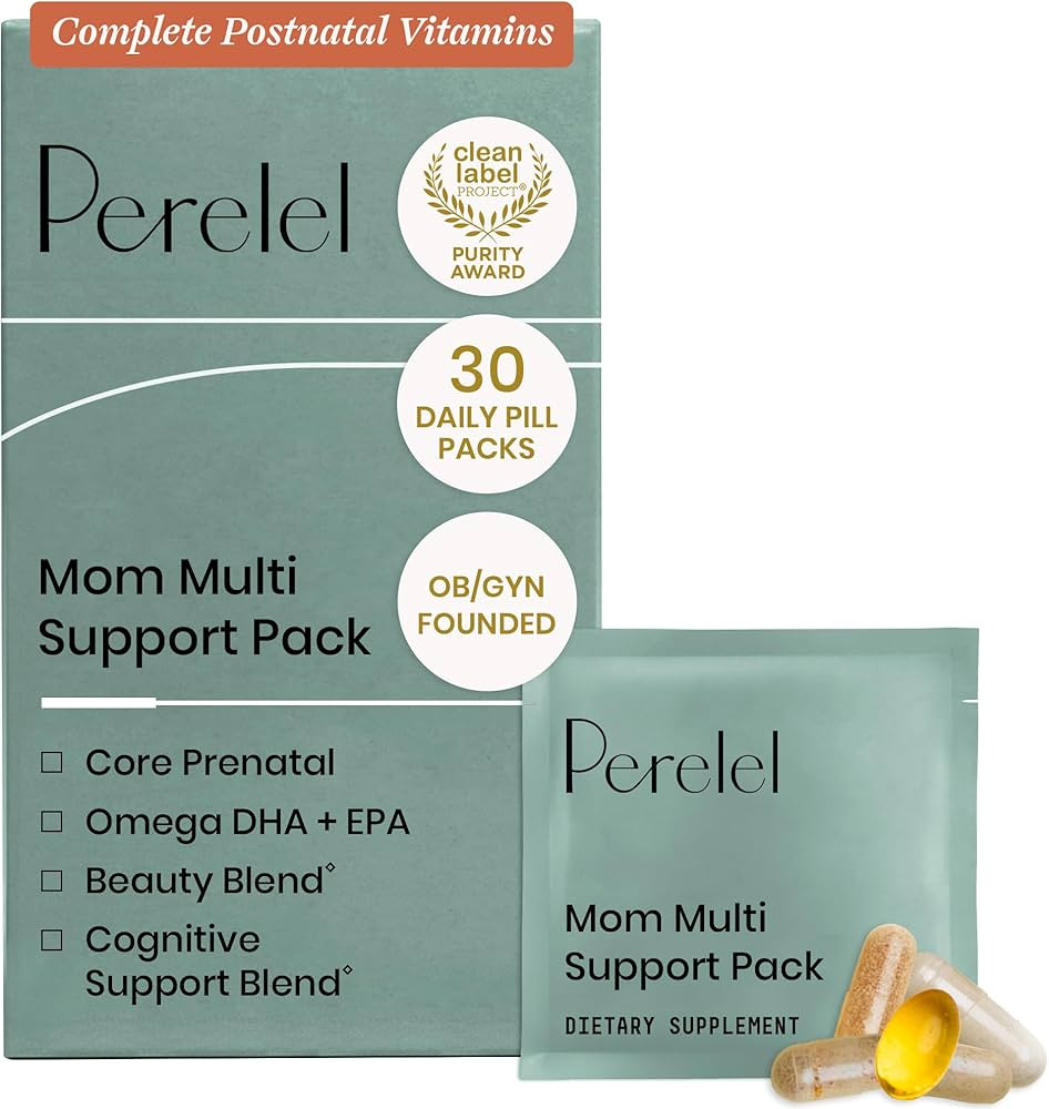 Perelel Mom Multi Support Pack, Postnatal Vitamins for Women with Omega 3 Dha, Iron, Collagen, & ... | Amazon (US)