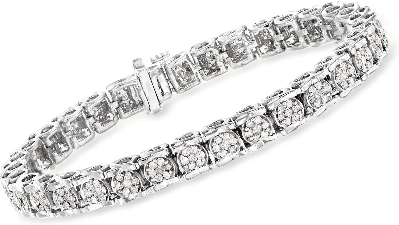 Amazon.com: Ross-Simons 3.00 ct. t.w. Diamond Tennis Bracelet in Sterling Silver. 8 inches: Cloth... | Amazon (US)