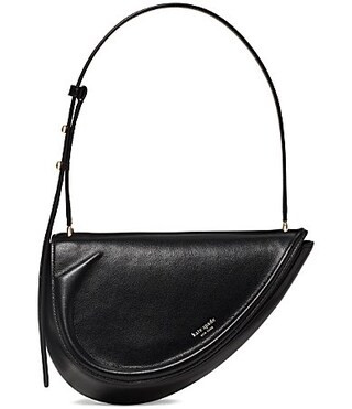 kate spade new york The Spade Fine Grain Leather Shoulder Bag - Black | Dillard's