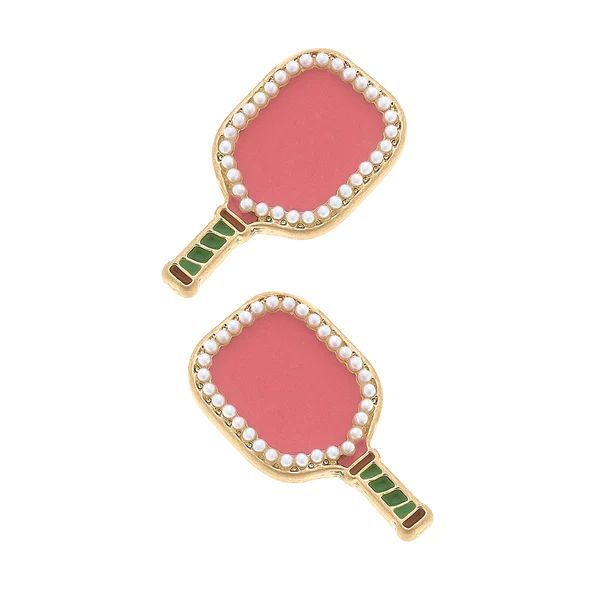Ellie Pickleball Paddle Stud Earrings in Pink | CANVAS