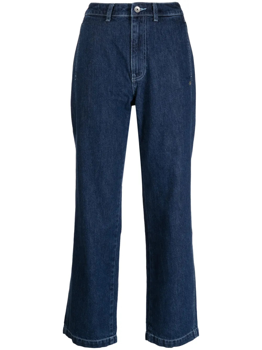 SPORT b. By Agnès b.  logo-patch high-waisted Cotton Jeans - Farfetch | Farfetch Global