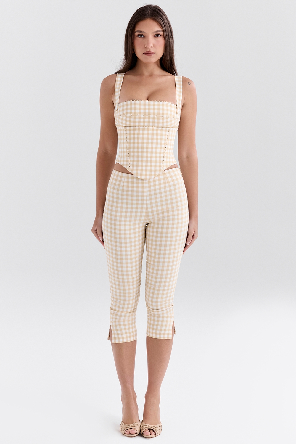 gingerbread gingham capri trousers | House of CB
