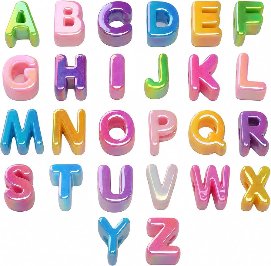 26Pcs A-Z Letter Beads Large Hole Chunky Bubble Alphabet Beads | Amazon (US)