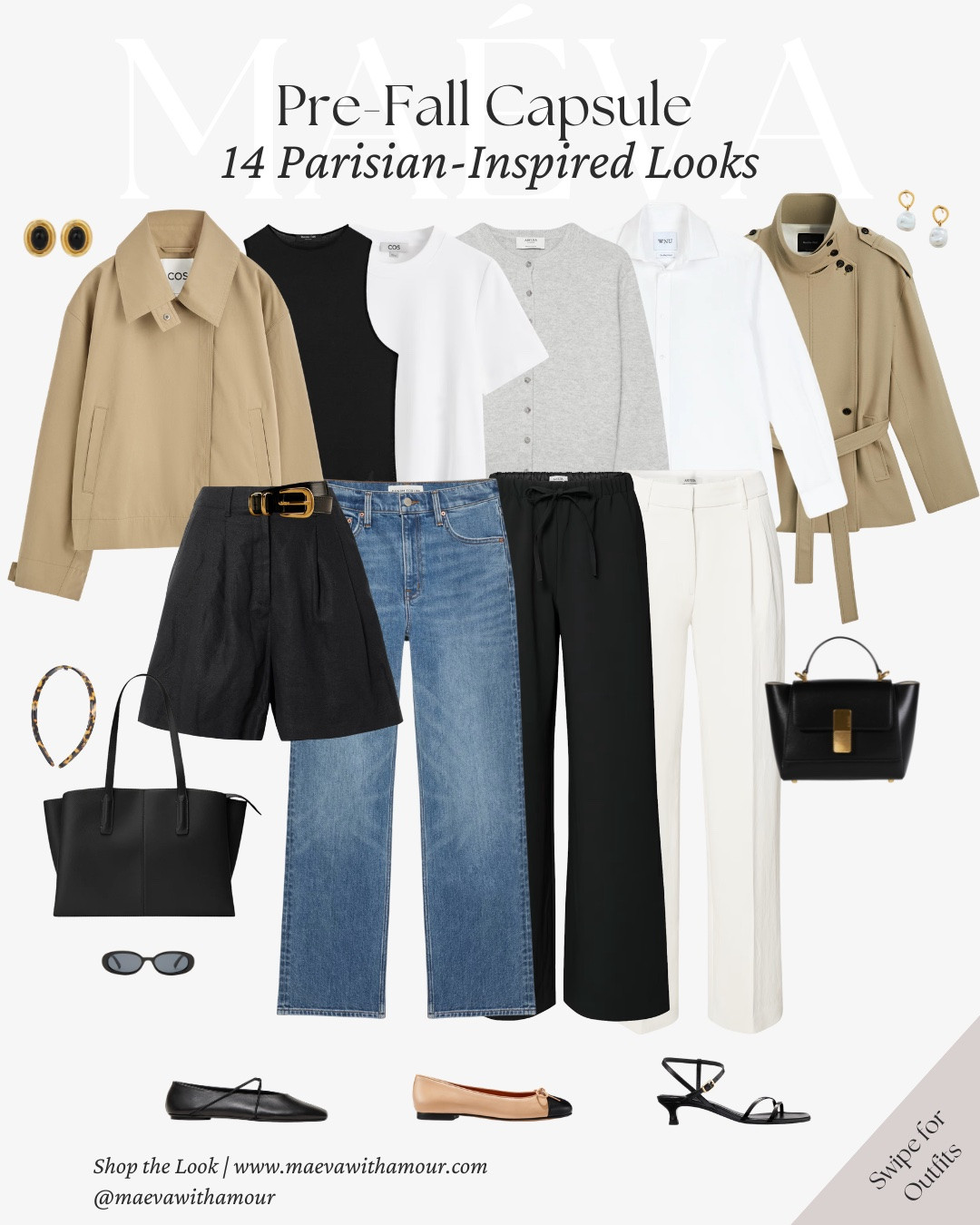 Pre-Fall Capsule Wardrobe 🤍 Featuring 14 Parisian-Inspired Looks

For this edit, I created a capsule wardrobe with a little French flair, featuring 14 transitional outfit ideas designed to mix and match effortlessly 🤍 Think cropped trench coats, tailored trousers, relaxed denim, crisp button-downs, ballet flats, lightweight knits, and timeless accessories! 

From workdays and coffee dates to weekend plans, travel, drinks, and dinners, these looks are designed to carry you through that in-between season while giving you plenty of inspiration to make each combination your own! 

🧥 I’ve also shared all 14 outfit ideas, styling tips, personal recommendations, and my guide to transitional dressing over on maevawithamour.com

👉 Save for your pre-fall wardrobe inspiration and follow along for more French-inspired style, thoughtful edits, European brand discoveries, and seasonal styling ideas

With Amour, M.

#LTKootd #LTKWorkwear #LTKTravel