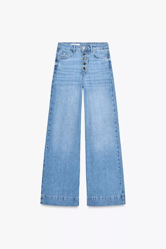 Z1975 WIDE-LEG HIGH-WAIST BUTTONED JEANS | Zara UK