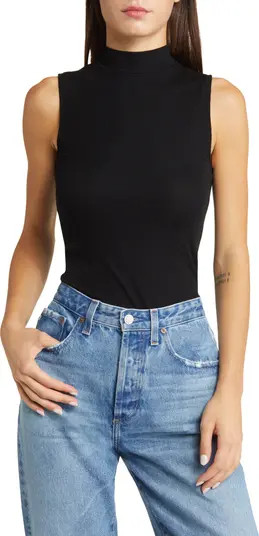Edie Mock Neck Rib Sleeveless Top | Nordstrom