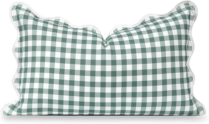 Hofdeco Premium Coastal Grandmillennial Scalloped Patio Indoor Outdoor Lumbar Pillow Cover Only, ... | Amazon (US)