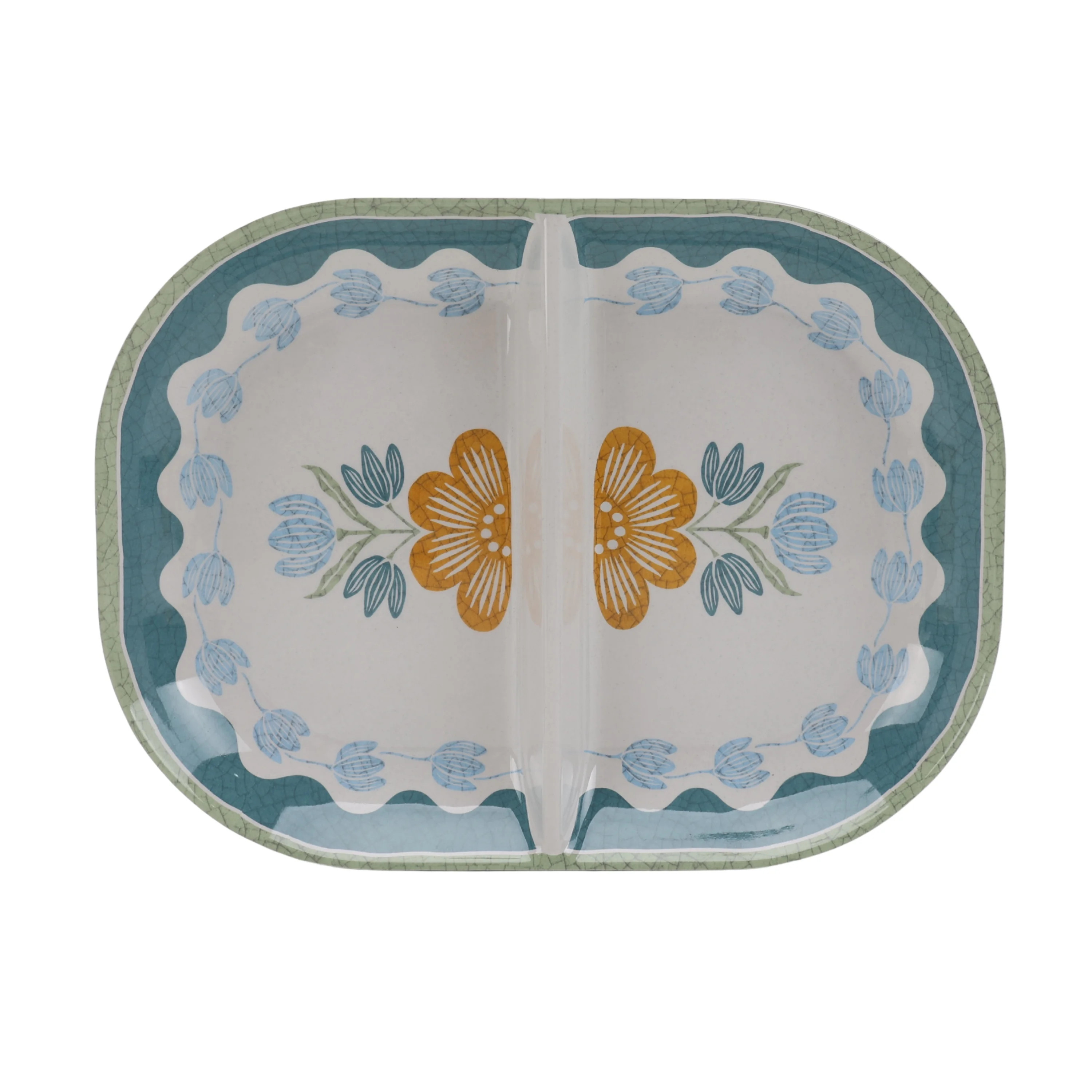 Better Homes and Gardens Bamboo Melamine Floral Divided Serve Tray | Walmart (US)