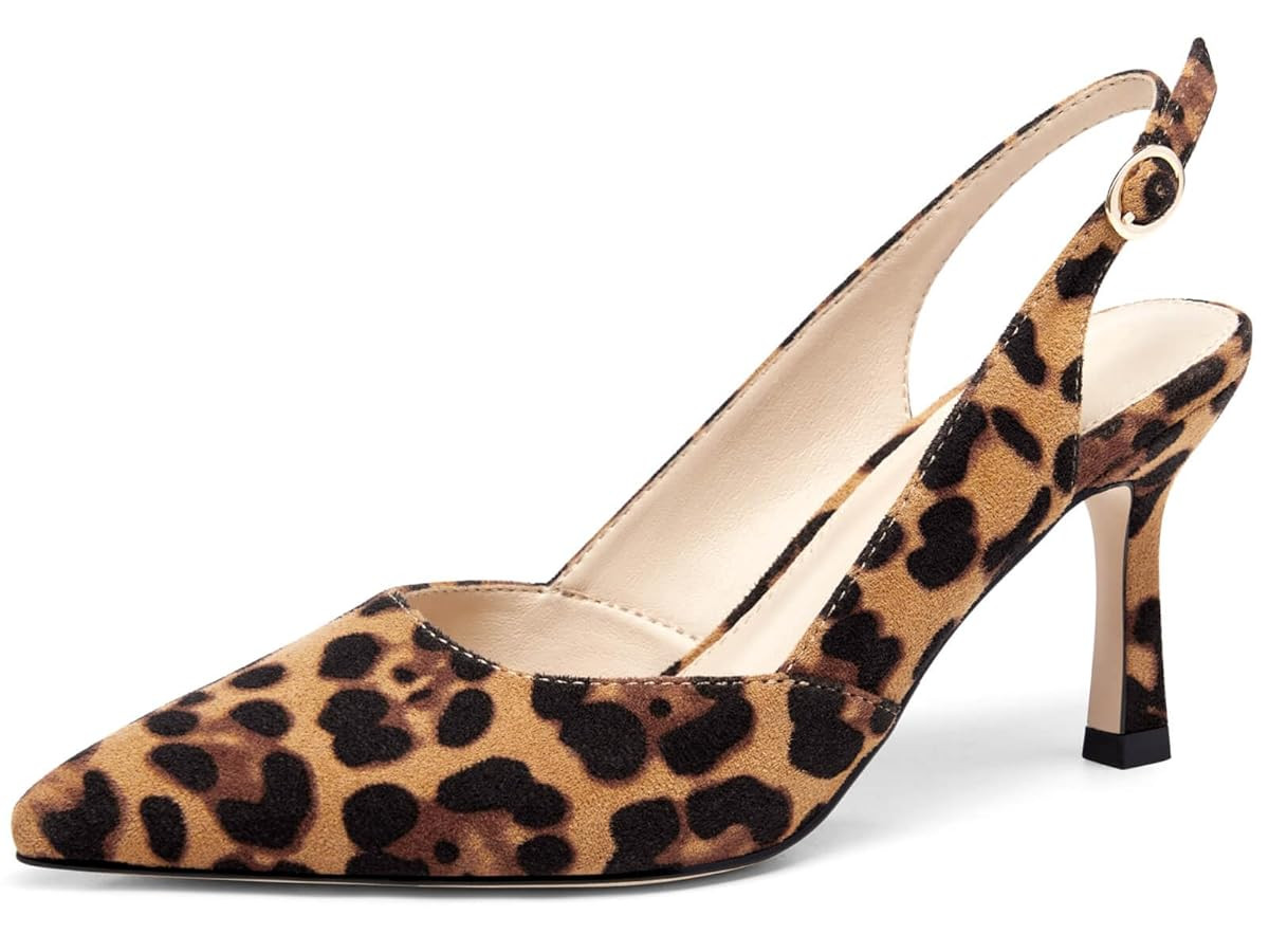 Rilista Women's Slingback Kitten Heels Closed Pointed Toe Wedding Party Dress Pumps Shoes | Amazon (US)