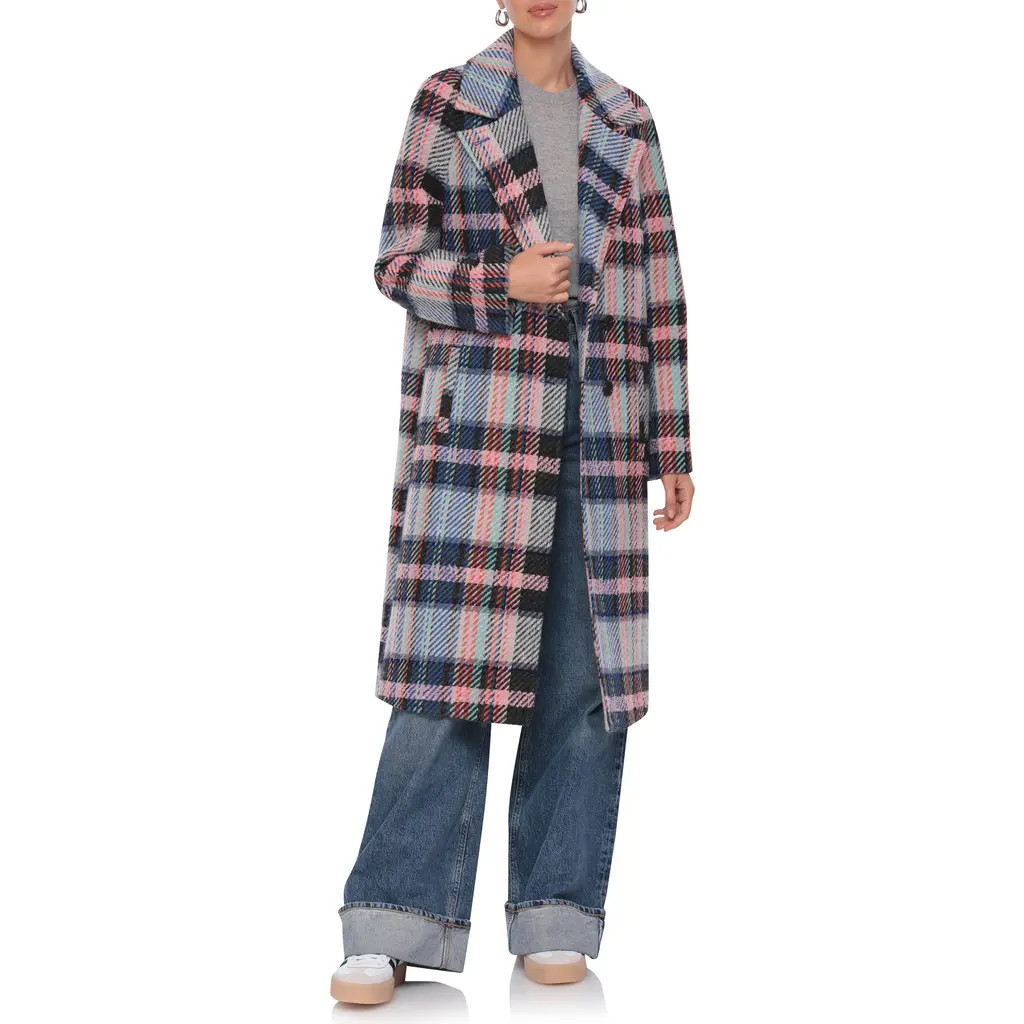 Avec Les Filles Plaid Coat in Indigo Pink Multi Plaid at Nordstrom Rack, Size Small | Nordstrom Rack