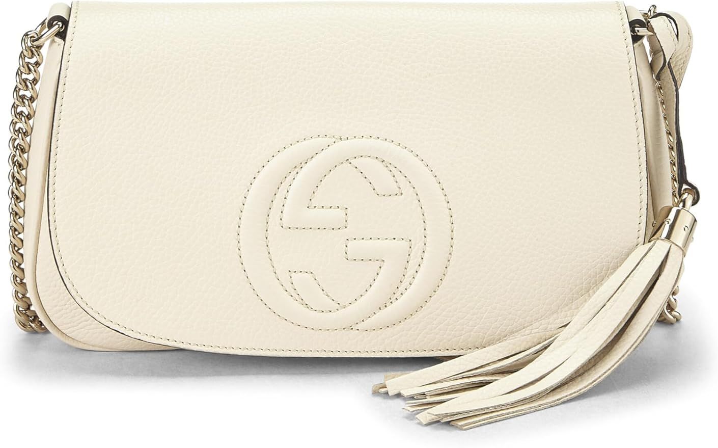 Amazon.com: Gucci, Pre-Loved Beige Grained Leather Soho Chain Flap Crossbody, Gold : Luxury Store... | Amazon (US)