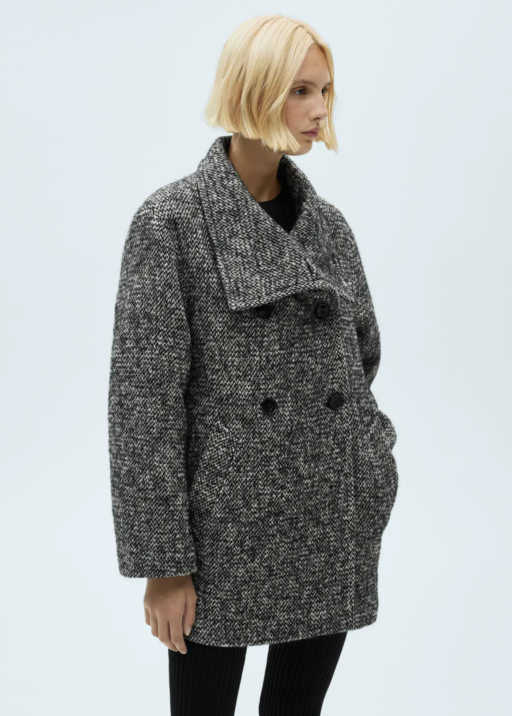 Mottled double-breasted coat - Women | MANGO USA | Mango (US/MX/AU)
