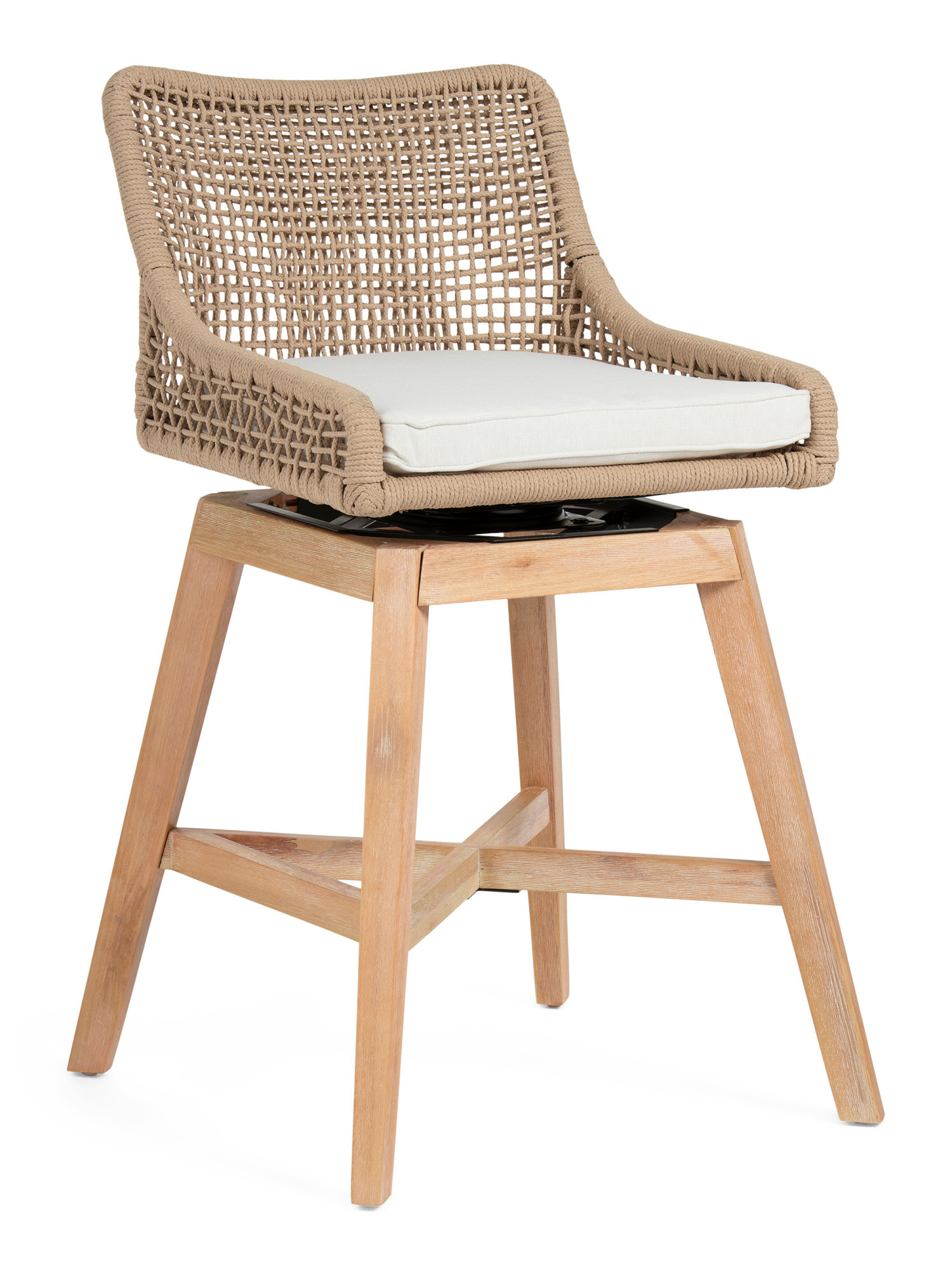 20x38 Rope Swivel Cross Weave Counter Stool With Cushion | TJ Maxx