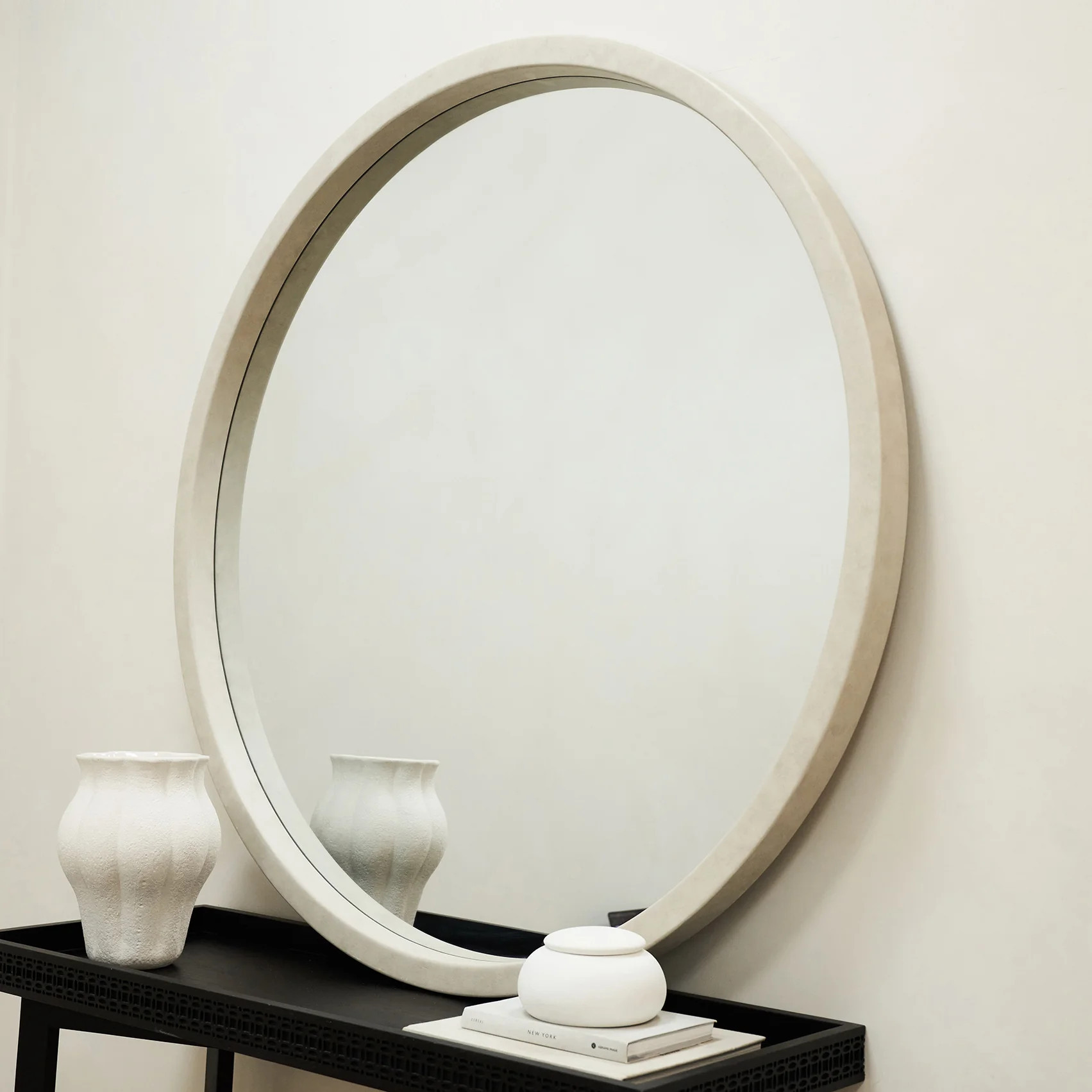 Tamara - Extra Large Concrete Round Wall Mirror 120cm x 120cm | William Wood