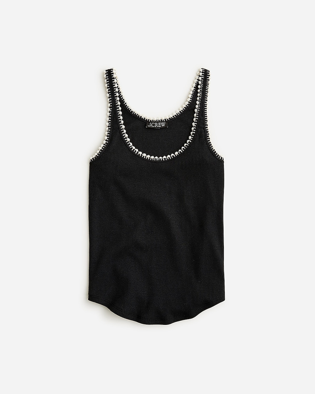Vintage rib pearl-trim tank top | J. Crew US