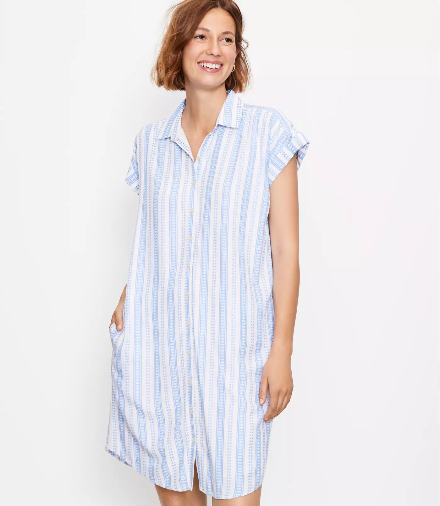 Striped Dolman Pocket Shirtdress | LOFT | LOFT