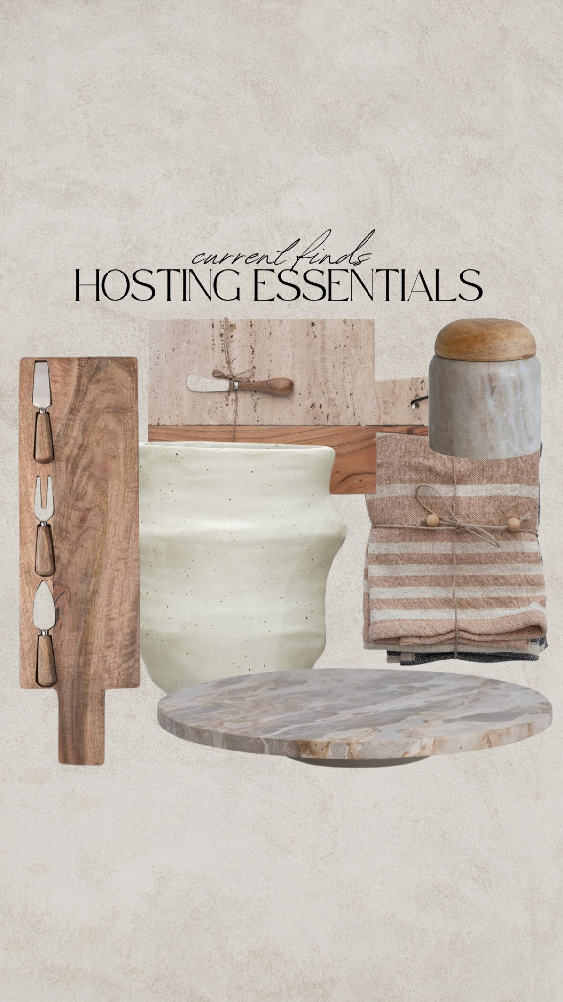 Hosting essentials, utensil holder, kitchen towels, marble lazy Susan, salt container, salt holder, marble wood cutting board, charcuterie board with knives

#LTKsalealert #LTKfindsunder50 #LTKhome