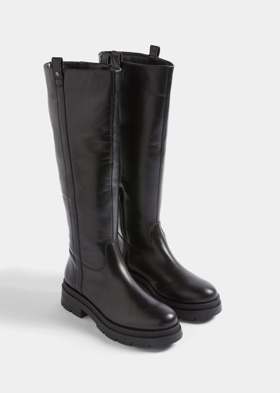 Black Chunky Cleated Knee High Boots | Matalan (UK)