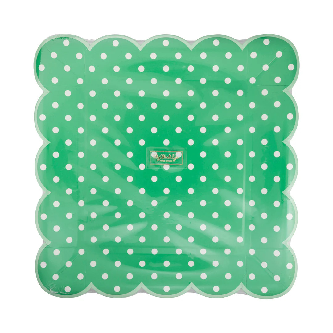 Polka Dot Scalloped Square Plate | My Mind's Eye