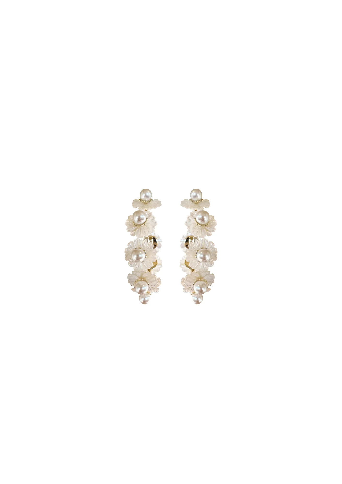 PRE ORDER: petite mother of pearl wildflower hoops | Nicola Bathie Designs