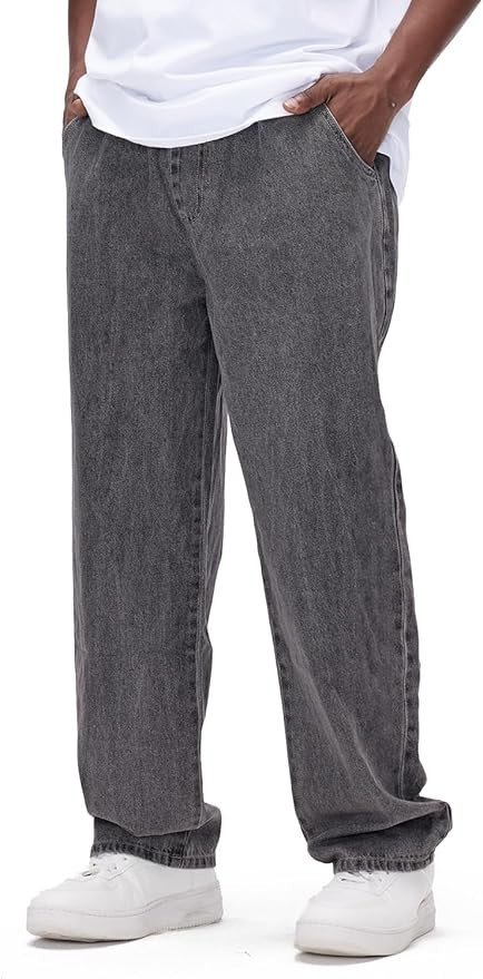 Men's Baggy Jeans Loose Fit Wide Leg Denim Pants Skateboard Hip Hop Streetwear Trousers | Amazon (US)