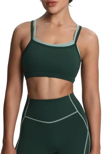 Aoxjox Women's Workout Sports Bras Takes Two Bra High Impact Training Fitness Running Yoga Crop T... | Amazon (US)