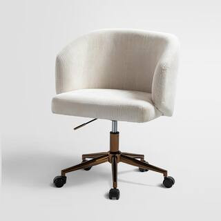 JAYDEN CREATION Cesare Ivory Corduroy Upholstered Mid-Century Modern Swivel Task Chair with Adjus... | The Home Depot