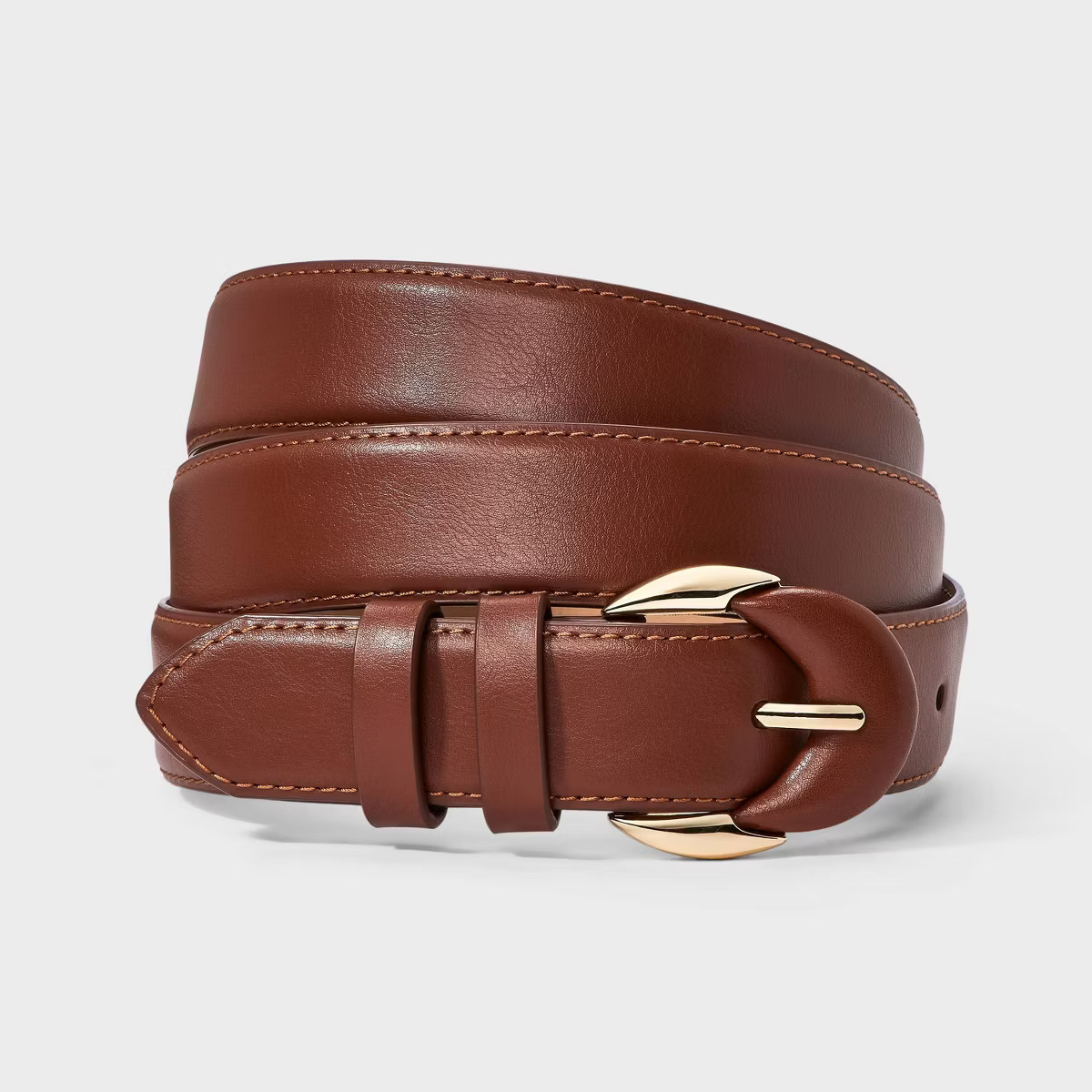 Leather/Metal Mix Buckle Multi-loop Belt - A New Day™ Brown | Target