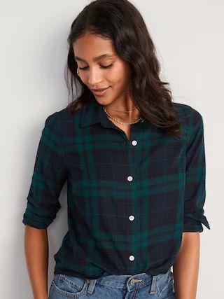 Women / TopsPlaid Flannel Classic Shirt for Women | Old Navy (US)