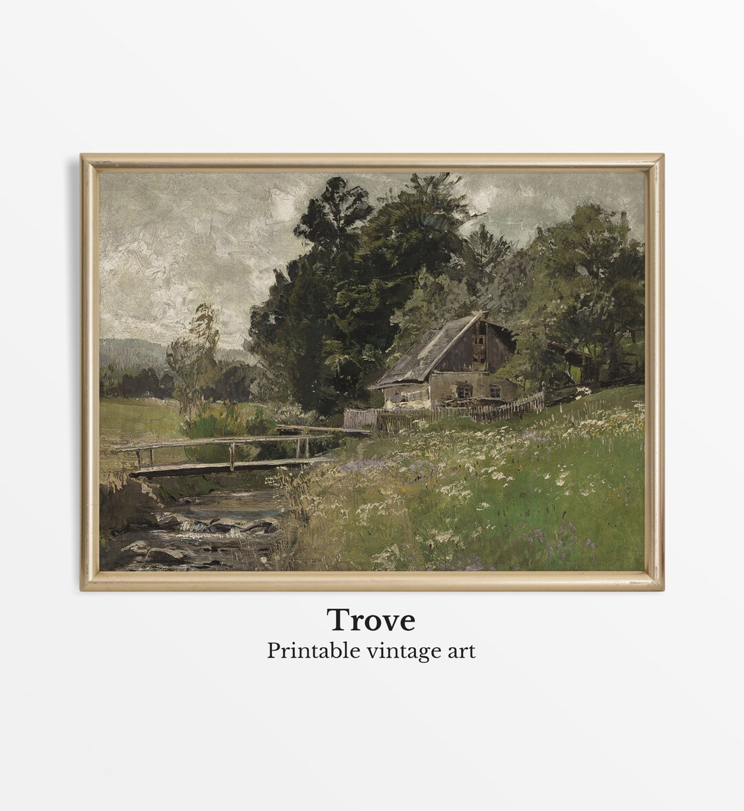 Rustic Countryside Cottage Summer Landscape Oil Painting | Vintage Art Print | Antique Farmhouse ... | Etsy (US)