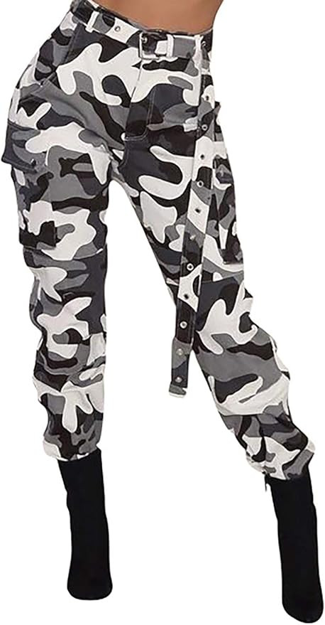 Voghtic Camo Cargo Pants for Women High Waisted Slim Fit Camoflage Jogger Sweatpants with Pockets | Amazon (US)