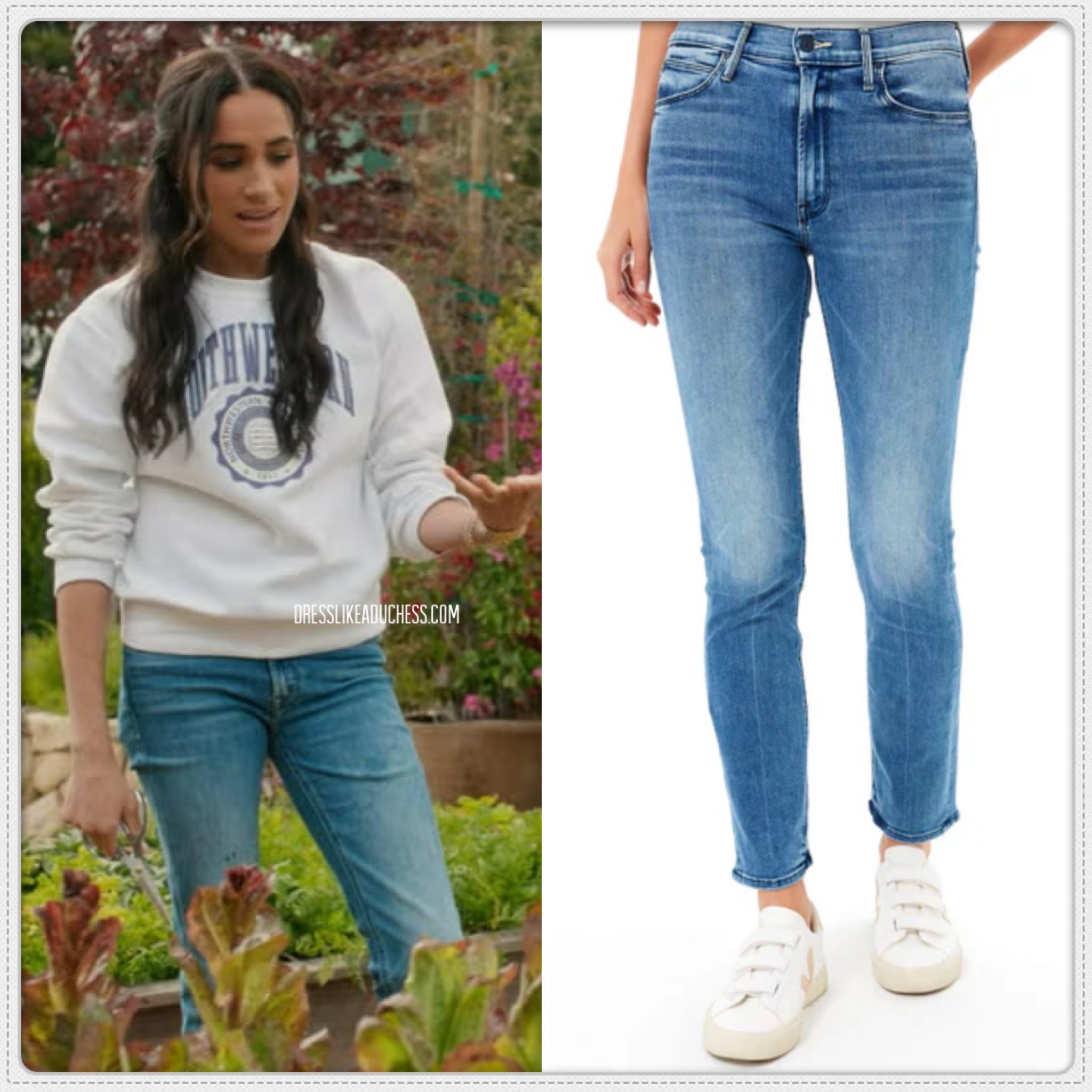 Meghan Markle wearing Mother Denim mid-rose Dazzler jeans in We the Animals Wash 