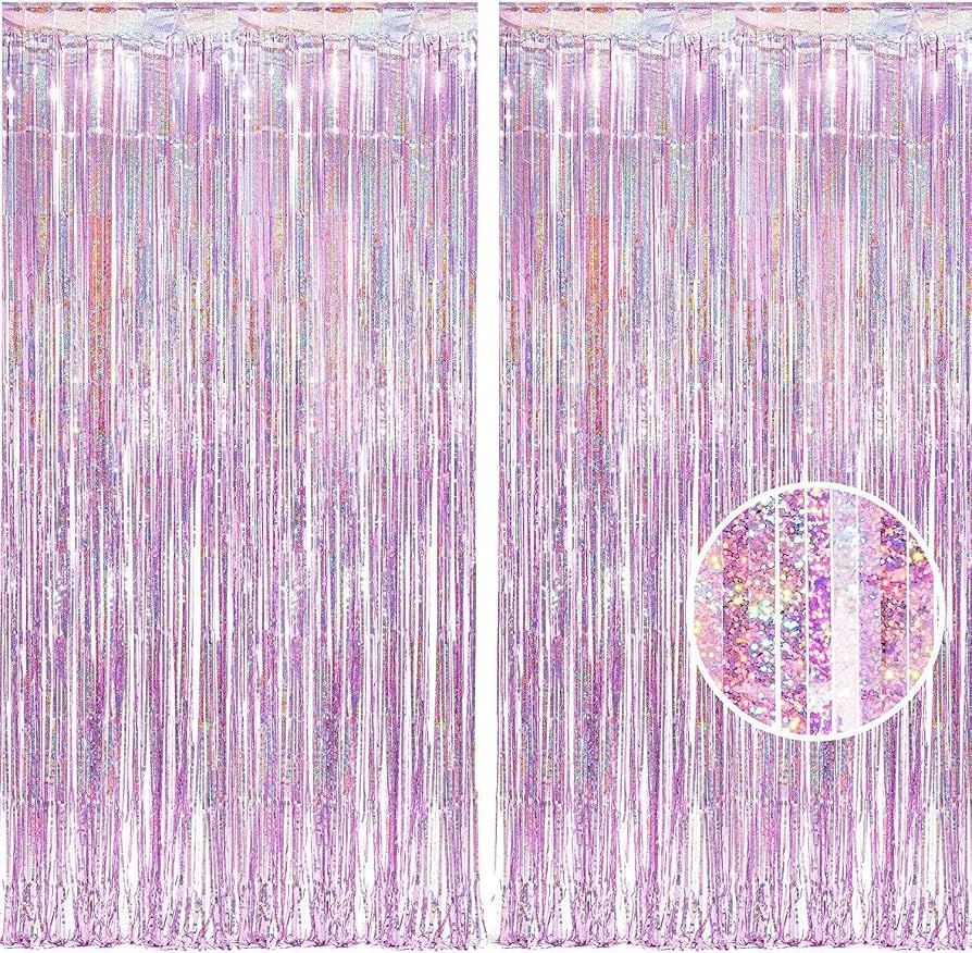 BRAVESHINE Pink Glitter Tinsel Foil Fringe Curtain - 2 Pcs 3.2x8.2ft Metallic Party Supplies for ... | Amazon (CA)