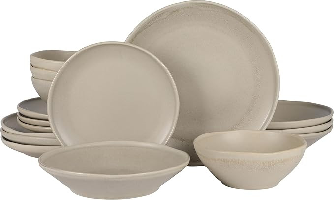 Gibson Elite Island Cove 16 Piece (Service for 4) Plates and Bowls Reactive Glaze Organic Round D... | Amazon (US)