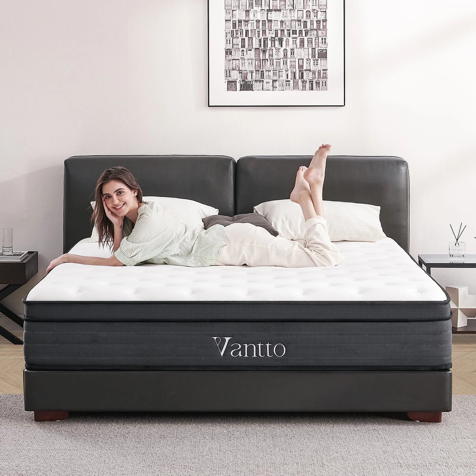Vantto King Size Mattress, 12 Inch Hybrid Memory Foam Mattress in a Box, Pressure Relief, CertiPU... | Walmart (US)