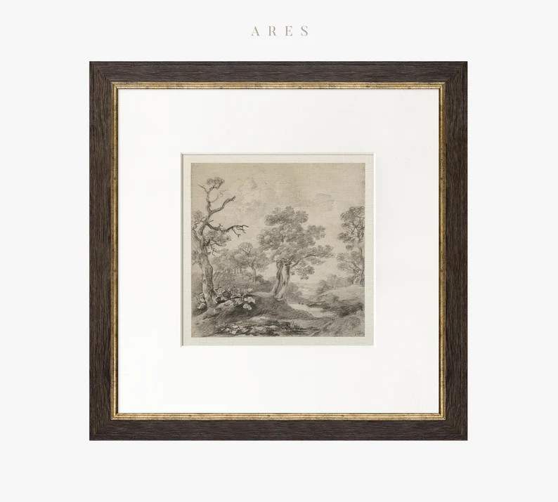 Framed Tree Sketch Art Print: Forest Landscape Drawing, Gold Frame #9 - Etsy Canada | Etsy (US)