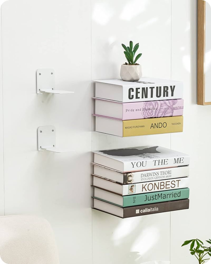 Baffect Invisible Floating Bookshelves, Set of 4 Concealed Drilling Mounted Bookshelves, Heavy-Du... | Amazon (US)